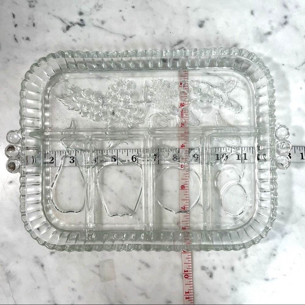 Vintage Indiana Glass Dish Server Fruit Divided - Picture 2 of 5